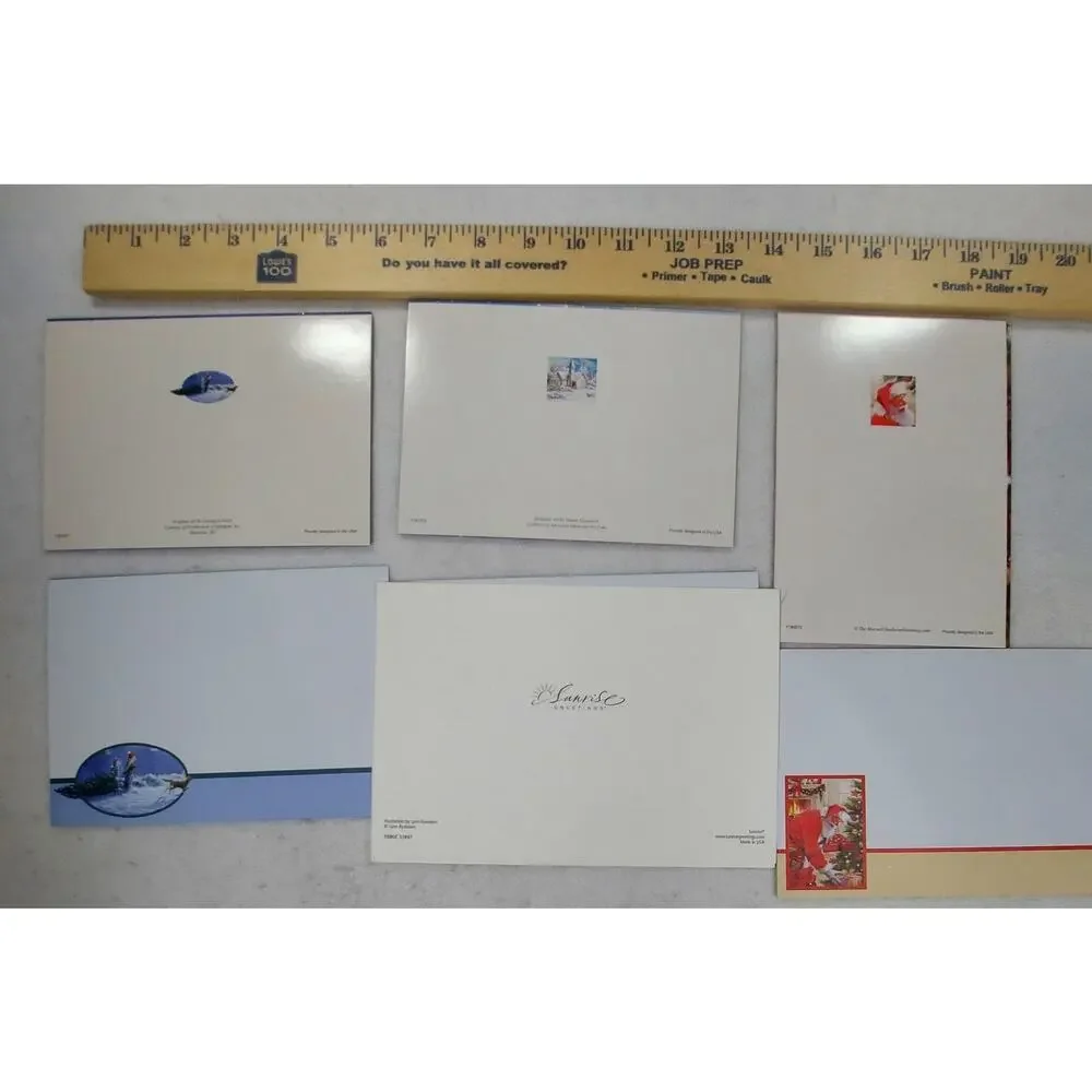 Vintage Christmas Card Lot - Santa, Winter Scenes, Snowman Cards with Envelopes